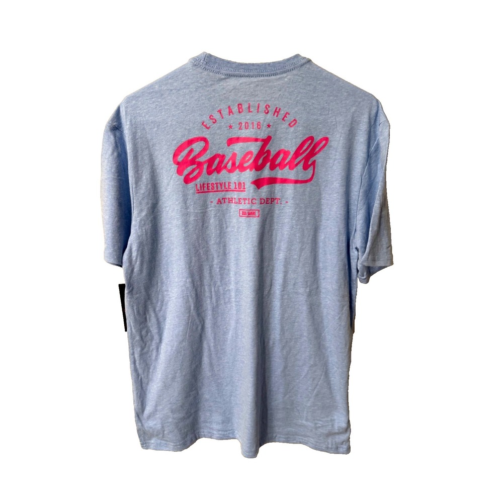 NWT Baseball Lifestyle 101 Adult Large T-shirt short sleeve blue cotton candy